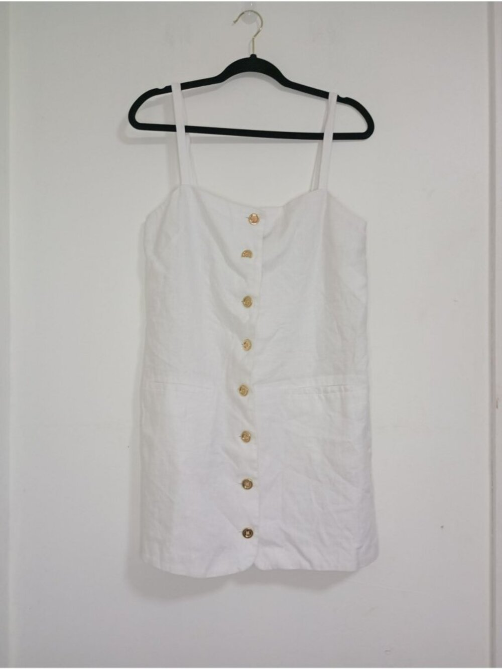 J.Crew White Linen Button-Front Sleeveless Midi Dress Size M women